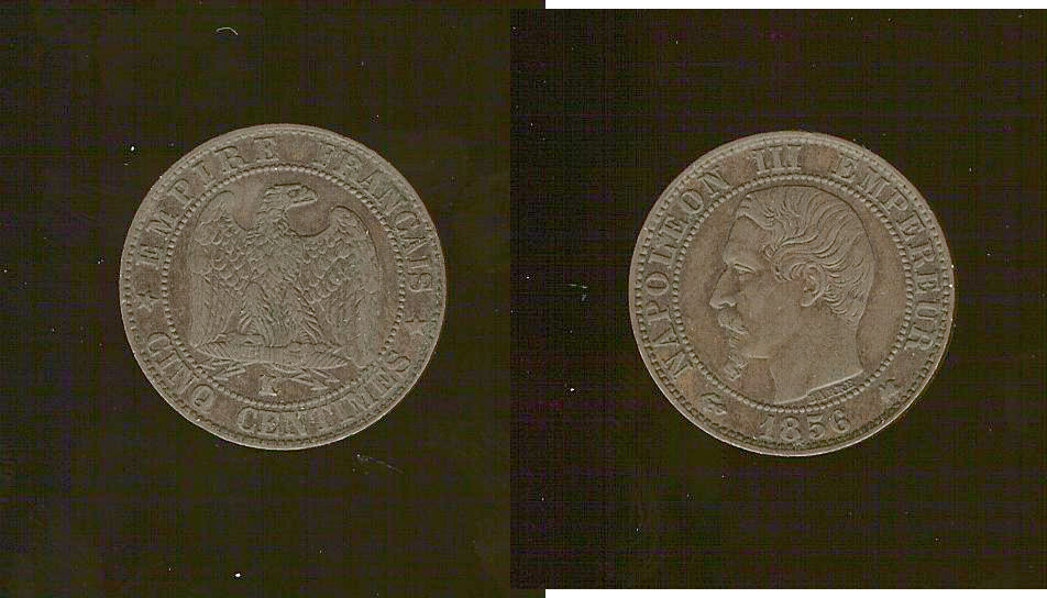 Cinq centimes Napoléon III, tête nue 1856 Bordeaux SUP+